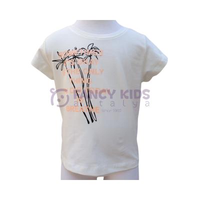 Kız Çocuk T-Shirt Bien Dijital Baskılı Ekru
