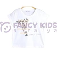 Kız Çocuk T-Shirt Bien Dijital Baskılı Ekru