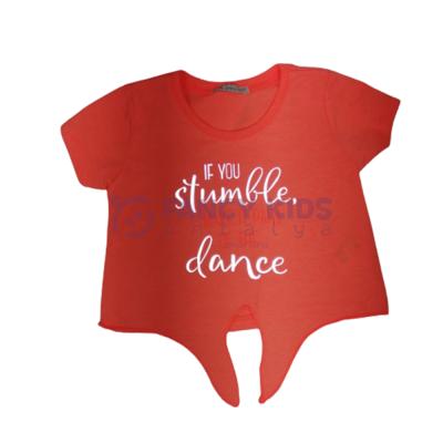 4-8 Yaş Kız Çocuk T-Shirt Dance Baskılı Turuncu