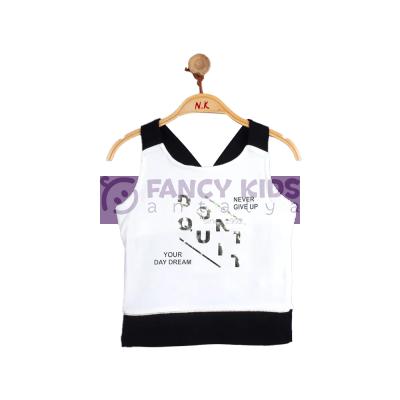 8-14 Yaş Kız Çocuk T-Shirt Don't Quit Baskılı Ekru-Siyah