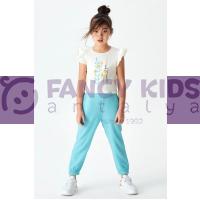 4-8 Yaş Kız Çocuk T-Shirt Nergis Baskılı Ekru