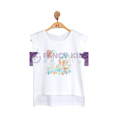 8-14 Yaş Kız Çocuk T-Shirt Fulya Baskılı Ekru