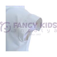 Kız Çocuk T-Shirt Fulya Baskılı Ekru Renkli %100 Pamuk Kolsuz Asimetrik Bel