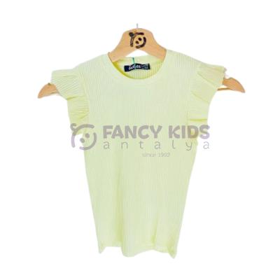 Kız Çocuk T-Shirt Kaşkorse Kolsuz T-Shirt Sarı 5-14 Yaş