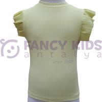 Kız Çocuk T-Shirt Kaşkorse Kolsuz T-Shirt Sarı 5-14 Yaş