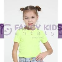 4-14 Yaş Kız Çocuk T-Shirt Neon Yeşil Baskısız 
