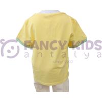 Kız Çocuk T-Shirt Ring Body İnce Baskılı Bel Kısmı  ve Kol Ağzı Şeffaf Tül Ayrıntılı
