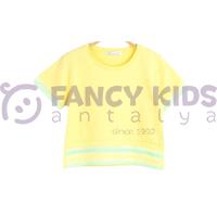 Kız Çocuk T-Shirt Ring Body İnce Baskılı Bel Kısmı  ve Kol Ağzı Şeffaf Tül Ayrıntılı