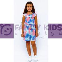 5-10 Yaş Kız Çocuk Tulum Desenli Belden Bağcıklı