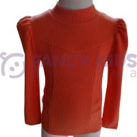 Kız Çocuk Turuncu Kaşkorse Uzun Kol Bluz – Esnek Tam Kalıp, Şık ve Rahat