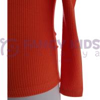 Kız Çocuk Turuncu Kaşkorse Uzun Kol Bluz – Esnek Tam Kalıp, Şık ve Rahat