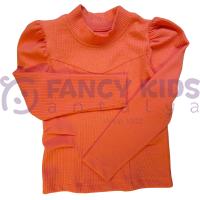 Kız Çocuk Turuncu Kaşkorse Uzun Kol Bluz – Esnek Tam Kalıp, Şık ve Rahat