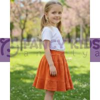 Kız Çocuk Turuncu Volanlı Bürümcük Etek | %100 Pamuk Lastikli Yazlık Etek