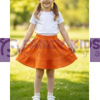 Kız Çocuk Turuncu Volanlı Bürümcük Etek | %100 Pamuk Lastikli Yazlık Etek