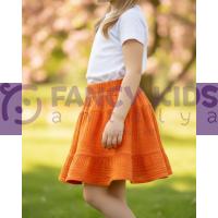 Kız Çocuk Turuncu Volanlı Bürümcük Etek | %100 Pamuk Lastikli Yazlık Etek