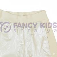 Kız Çocuk Vizon Kapüşonlu İkili Takım – Sweatshirt & Parlak Şort Kombini