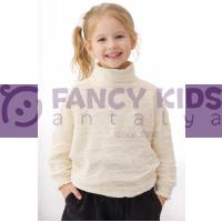 Kız Çocuk Yarım Boğazlı Kendinden Desenli Bluz