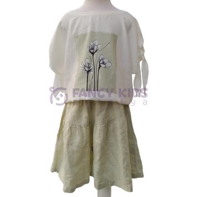 Kız Çocuk Yeşil Çiçek Desenli Askılı Bluz Şort İkili Takım