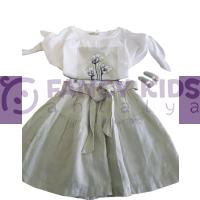 Kız Çocuk Yeşil Çiçek Desenli Askılı Bluz Şort İkili Takım