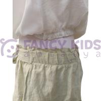 Kız Çocuk Yeşil Çiçek Desenli Askılı Bluz Şort İkili Takım