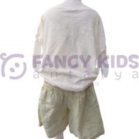 Kız Çocuk Yeşil Çiçek Desenli Askılı Bluz Şort İkili Takım