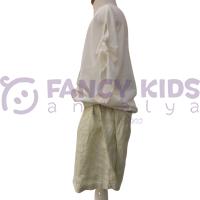 Kız Çocuk Yeşil Çiçek Desenli Askılı Bluz Şort İkili Takım