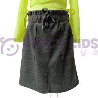 Kız Çocuk Yeşil Kırçıllı Örme Kışlık Etek – Cepli, Bel Lastikli ve Bağcıklı