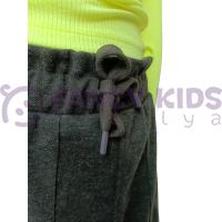 Kız Çocuk Yeşil Kırçıllı Örme Kışlık Etek – Cepli, Bel Lastikli ve Bağcıklı