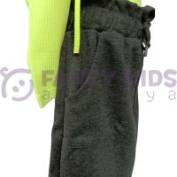 Kız Çocuk Yeşil Kırçıllı Örme Kışlık Etek – Cepli, Bel Lastikli ve Bağcıklı