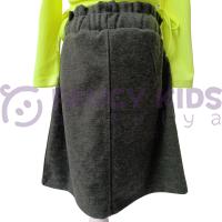 Kız Çocuk Yeşil Kırçıllı Örme Kışlık Etek – Cepli, Bel Lastikli ve Bağcıklı