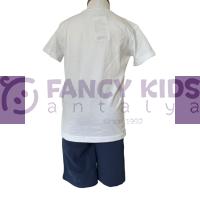 3-11 Yaş Erkek Çocuk İkili Takım Beyaz T-Shirt Lacivert Şort