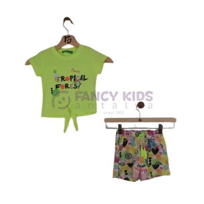 18 Ay-5 Yaş Kız Çocuğu İkili Takım Baskılı T-Shirt Çok Renkli Şort