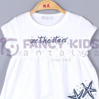 4-7 Yaş Kız Çocuğu İkili Takım Deniz Kabuğu Baskılı T-Shirt Tayt