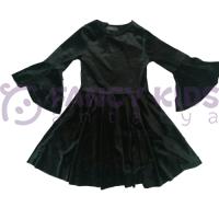 3-12 Yaş Kız Çocuk Elbise Kadife İnci Detaylı Siyah