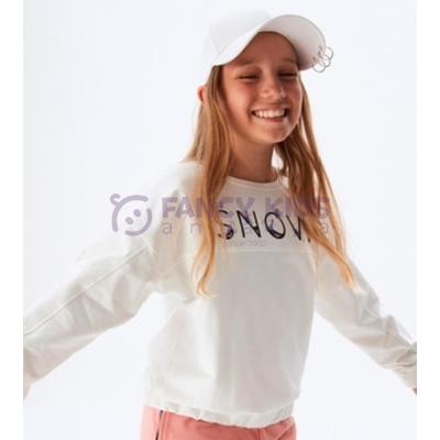 8-14 Yaş Kız Çocuk Sweat-Shirt Snow Dijital Baskılı Ekru