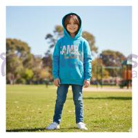 Erkek Çocuk Baskılı Kanguru Cepli Kapüşonlu Petrol Yeşili Sweatshirt – Pamuklu Rahat Regular Kalıp