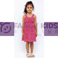 3-8 Yaş Kız Çocuk Elbise Çiçekli Baskılı Pembe