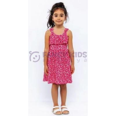 3-8 Yaş Kız Çocuk Elbise Çiçekli Baskılı Pembe