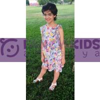 8-14 Yaş Kız Çocuk Elbise Çiçekli Baskılı Volanlı Dokuma