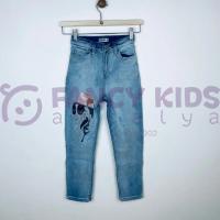 7-14 Yaş Kız Çocuk Kot Pantolon Baskılı Denim Kumaş Jean 